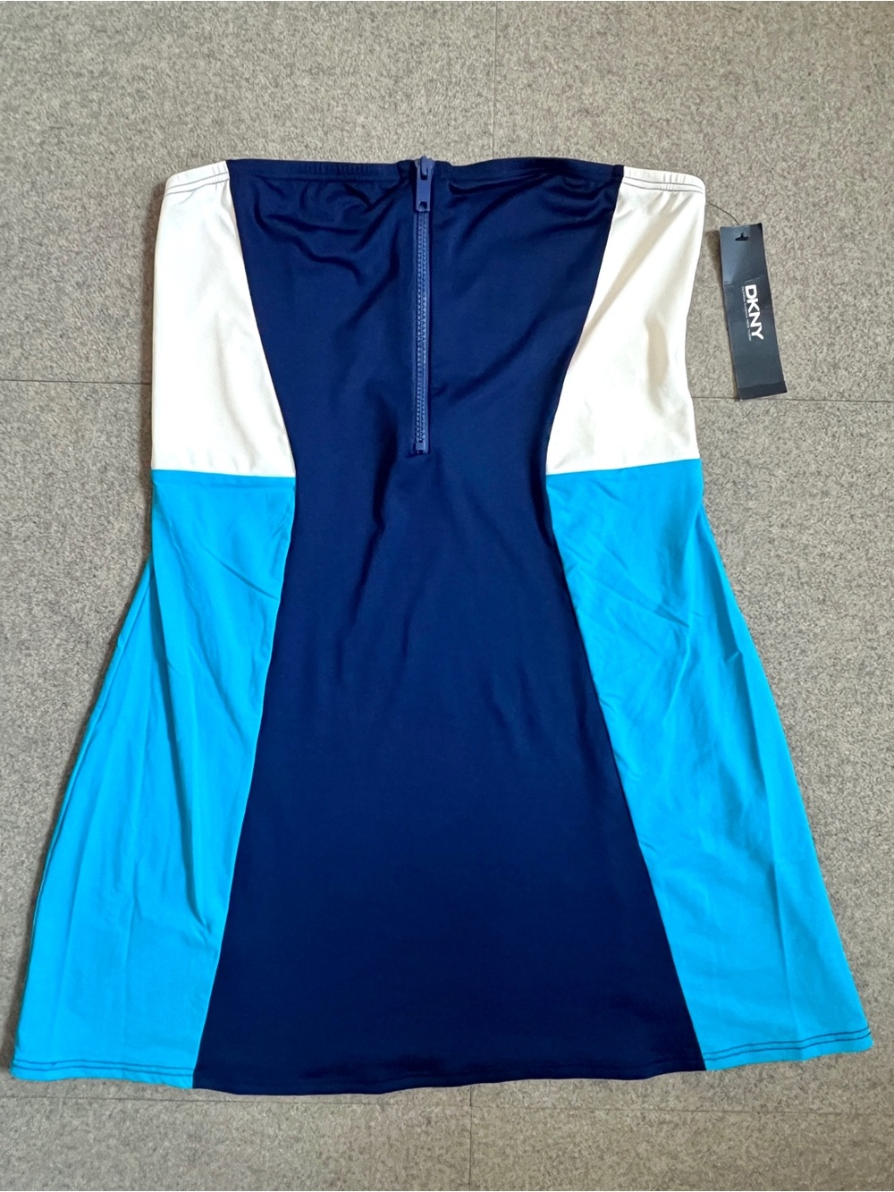 M💙 DKNY Swimsuit Coverup Dress Blue Colorblock Strapless NWT